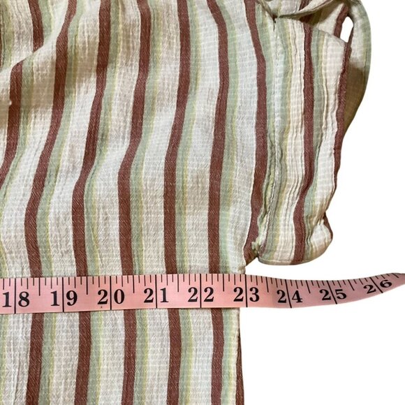 Madewell Crinkle Cotton Lakeline Popover Shirt Stripe S Beige Short Sleeve NWOT - Picture 6 of 7